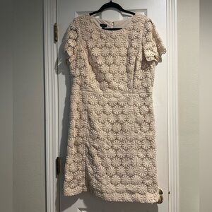 Talbot Plus Size Petite Beige Floral Lace Sheath Dress Women’s 16P